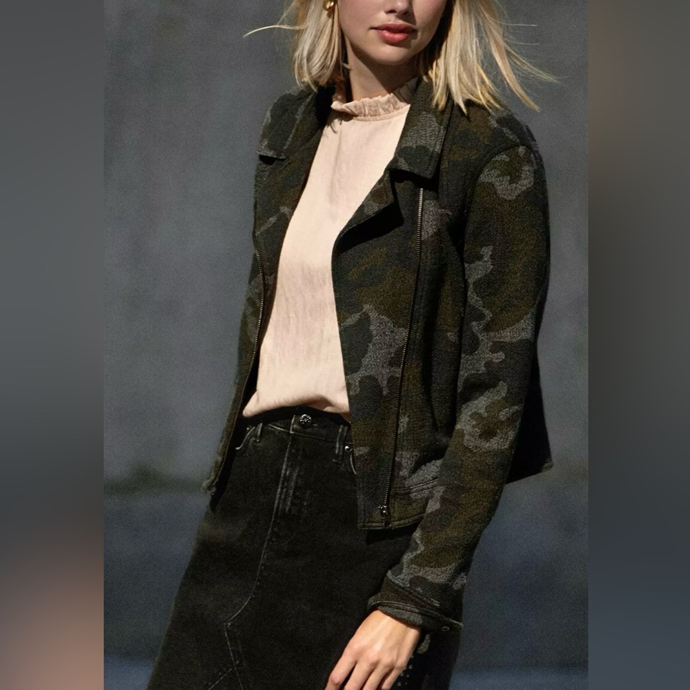 Anthropologie Camouflage Women's Moto Jacket